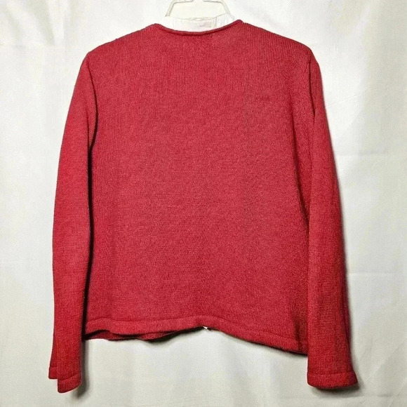 Vintage Chadwick's Womens Red Button-up Knit Sweater Mock White Blouse PXL - Picture 7 of 7